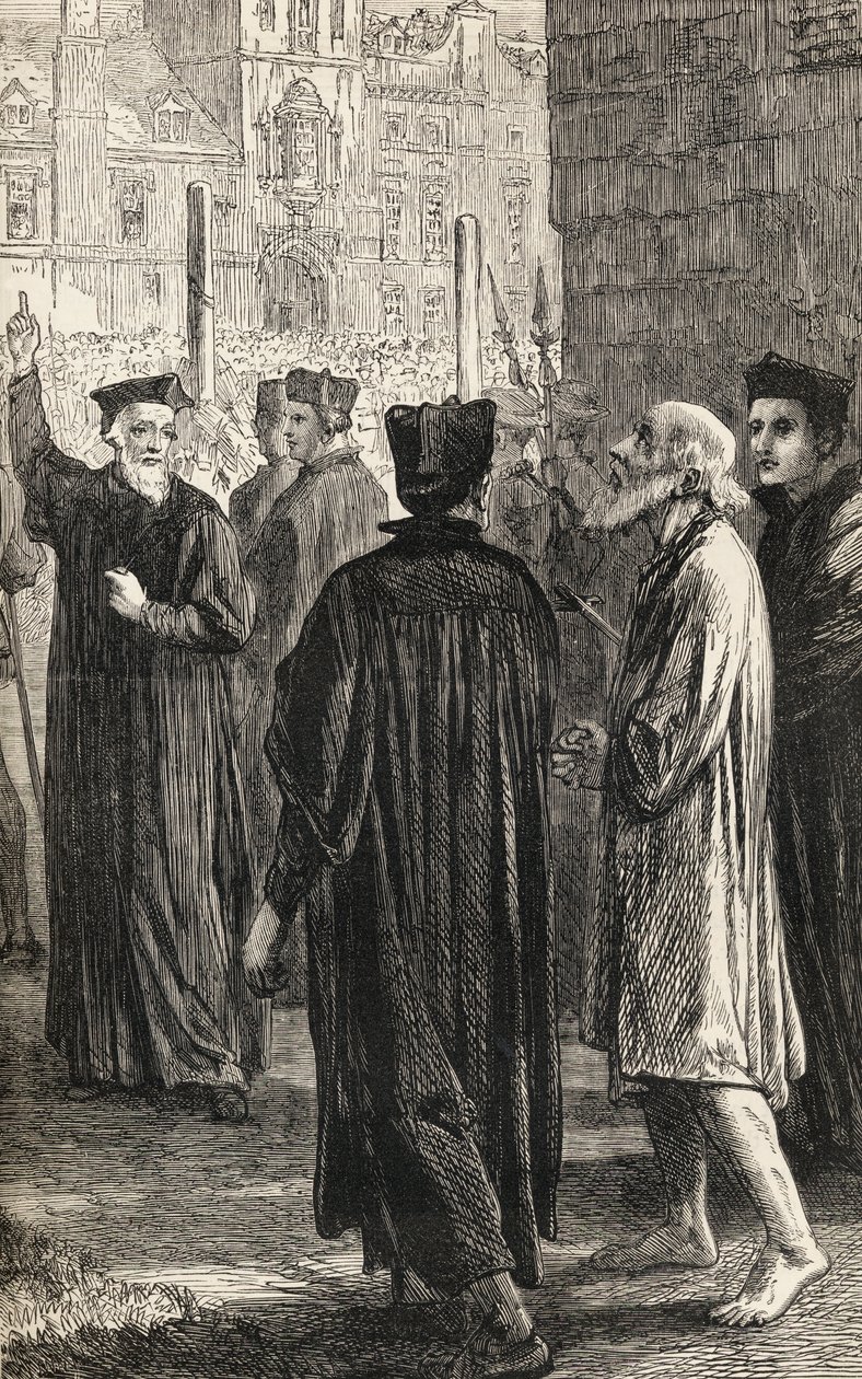 Nicholas Ridley a kivégzése felé vezető úton, 1865 körül (fametszet) alkotó: English School