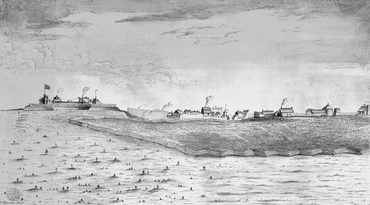 Északnyugati kilátás a fort Lawrence-re Chignectouban alkotó: English School