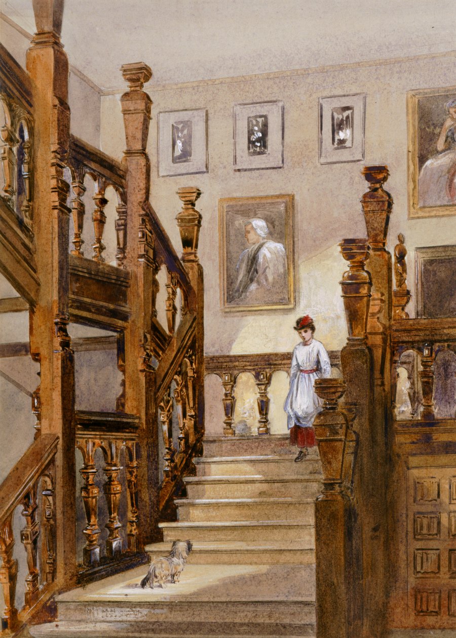 Északi lépcső, Audley End House, 19. század vége (akvarell, papír) alkotó: English School