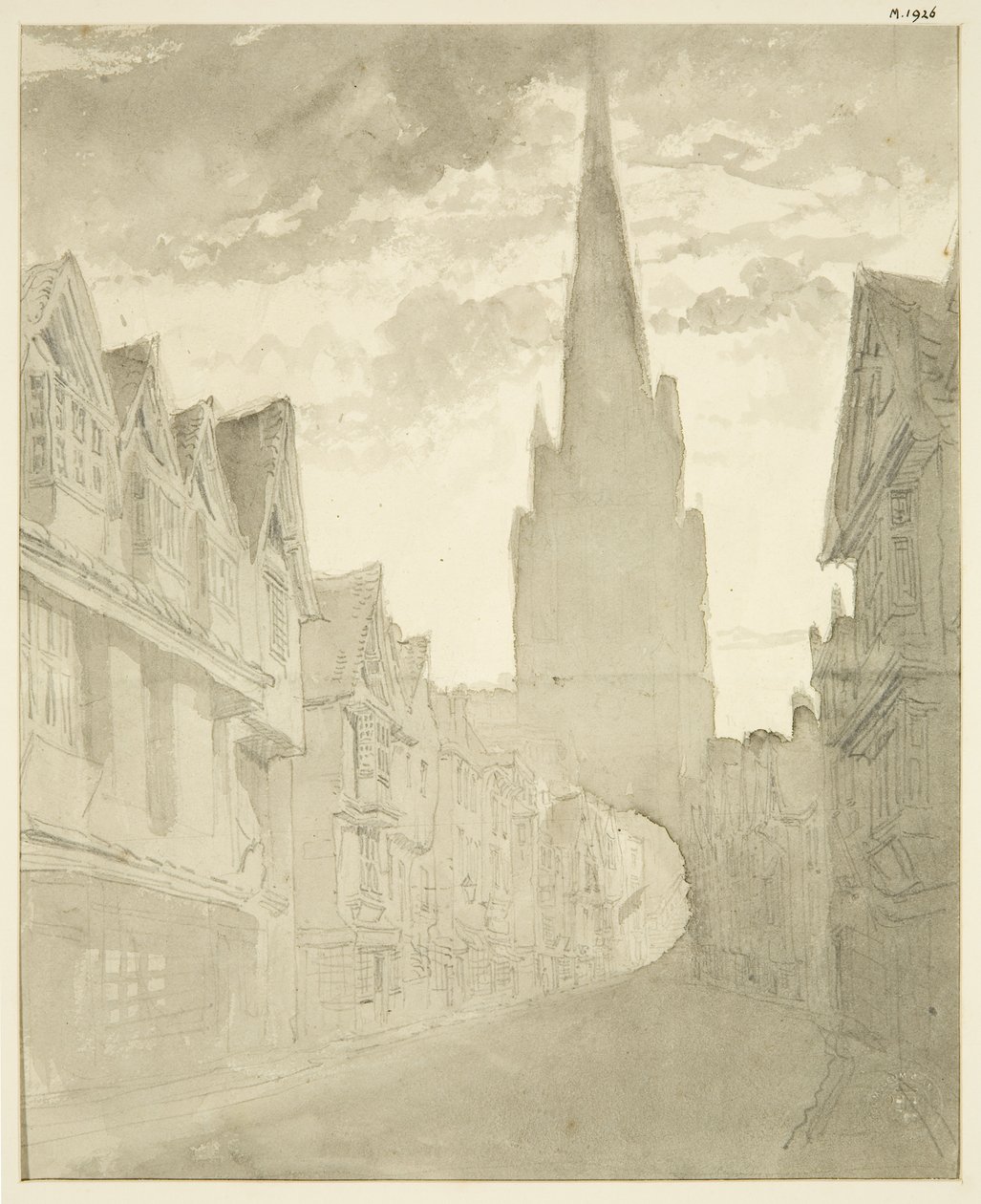 A St Mary Redcliffe templom északi nézete a Redcliffe Street felől (ceruza és akvarell papíron) alkotó: English School