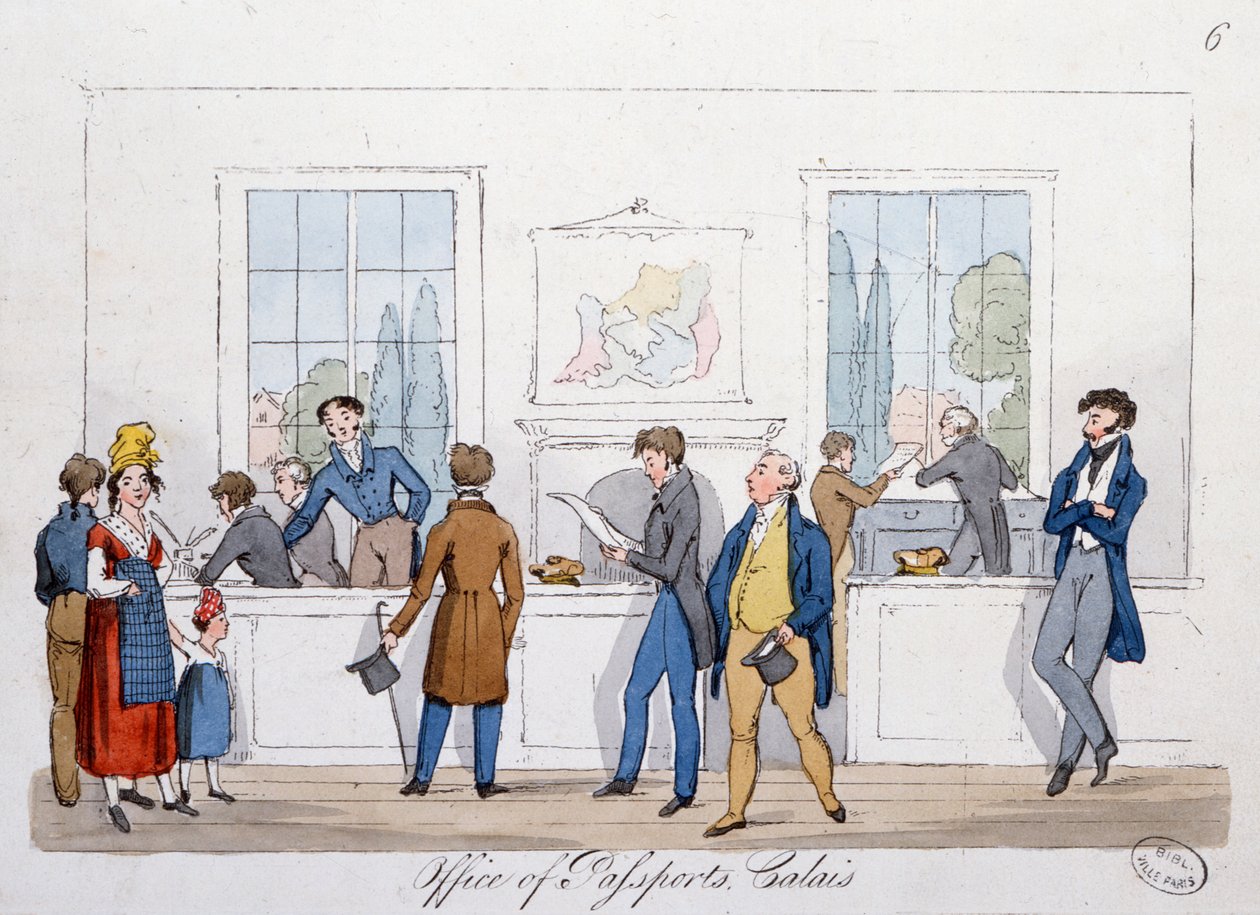Útlevélhivatal Calais-ban, 1822 alkotó: English School