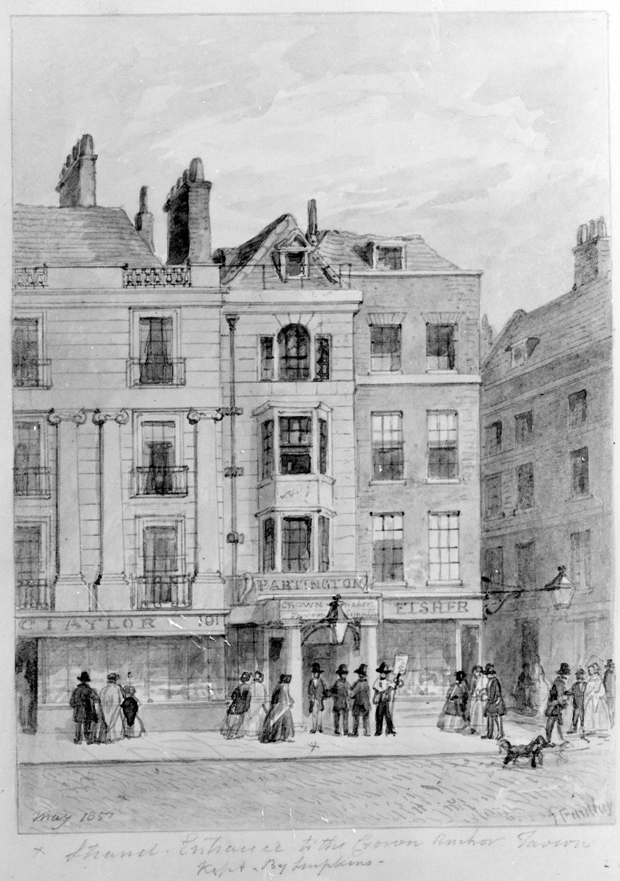A Korona és a Horgony Taverna régi bejárata, 1851 alkotó: English School