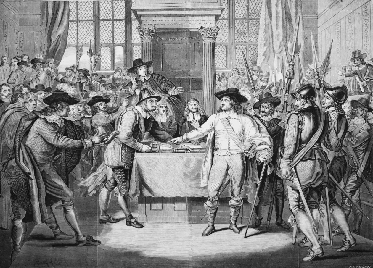 Oliver Cromwell feloszlatja a Hosszú Parlamentet alkotó: English School