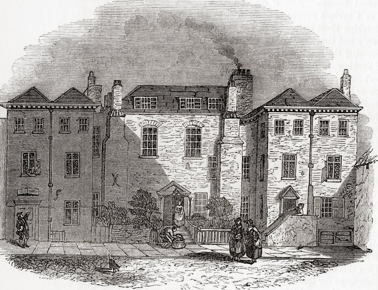 Oliver Cromwell háza, Clerkenwell Close, London, Anglia, Old England: A Pitorial Museum, pub. 1847 alkotó: English School