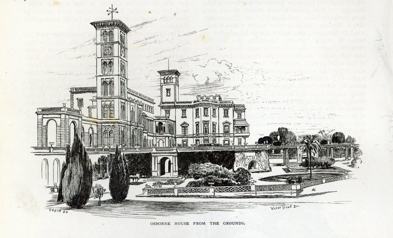 Osborne-ház a földről, a „Leisure Hour”-ból, 1888 alkotó: English School