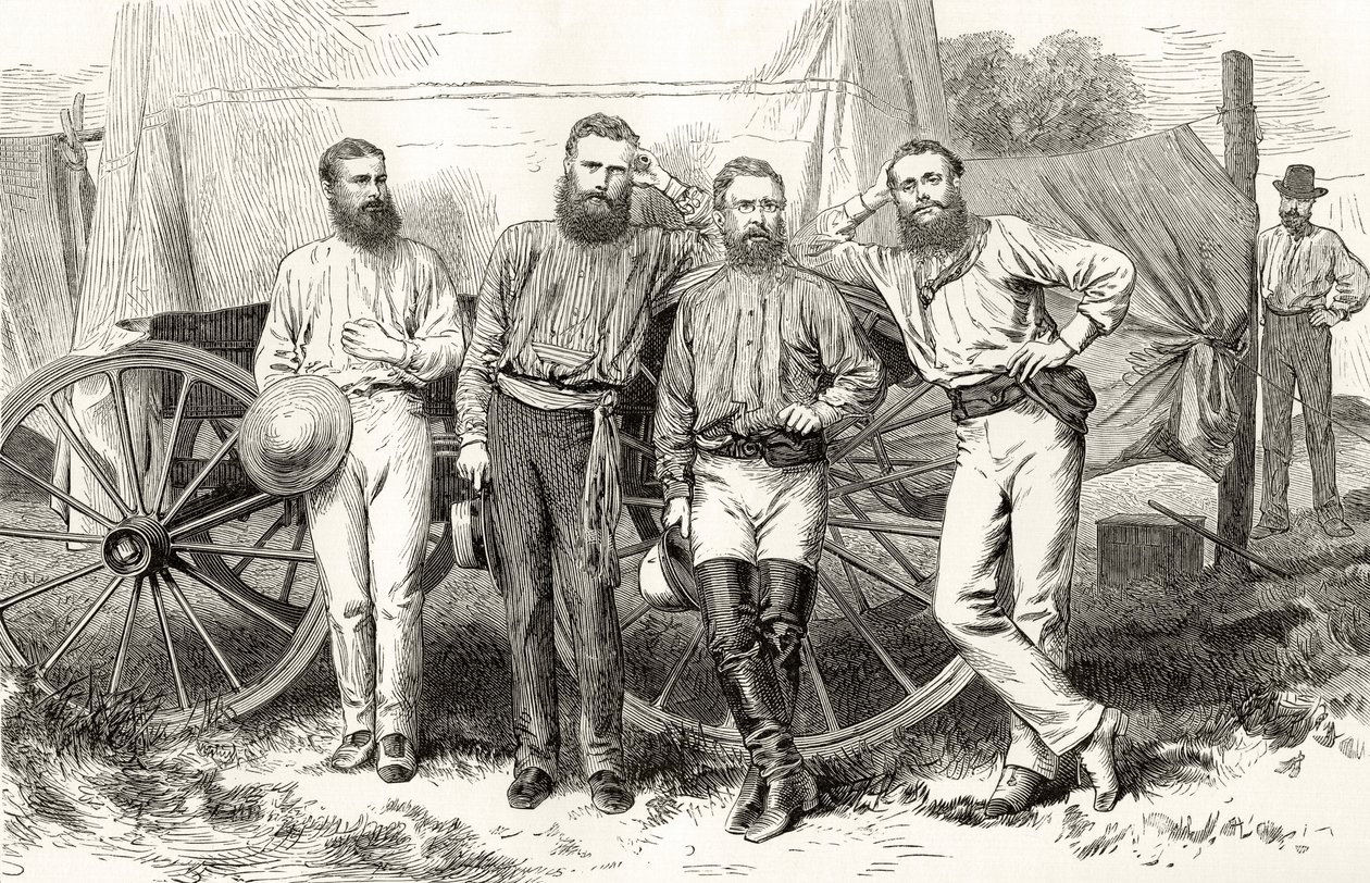 Overland Telegraph Party, 1872 körül, Howard Willoughby „Australian Pictures”-ből, a Religious Tract Society, London, 1886 alkotó: English School