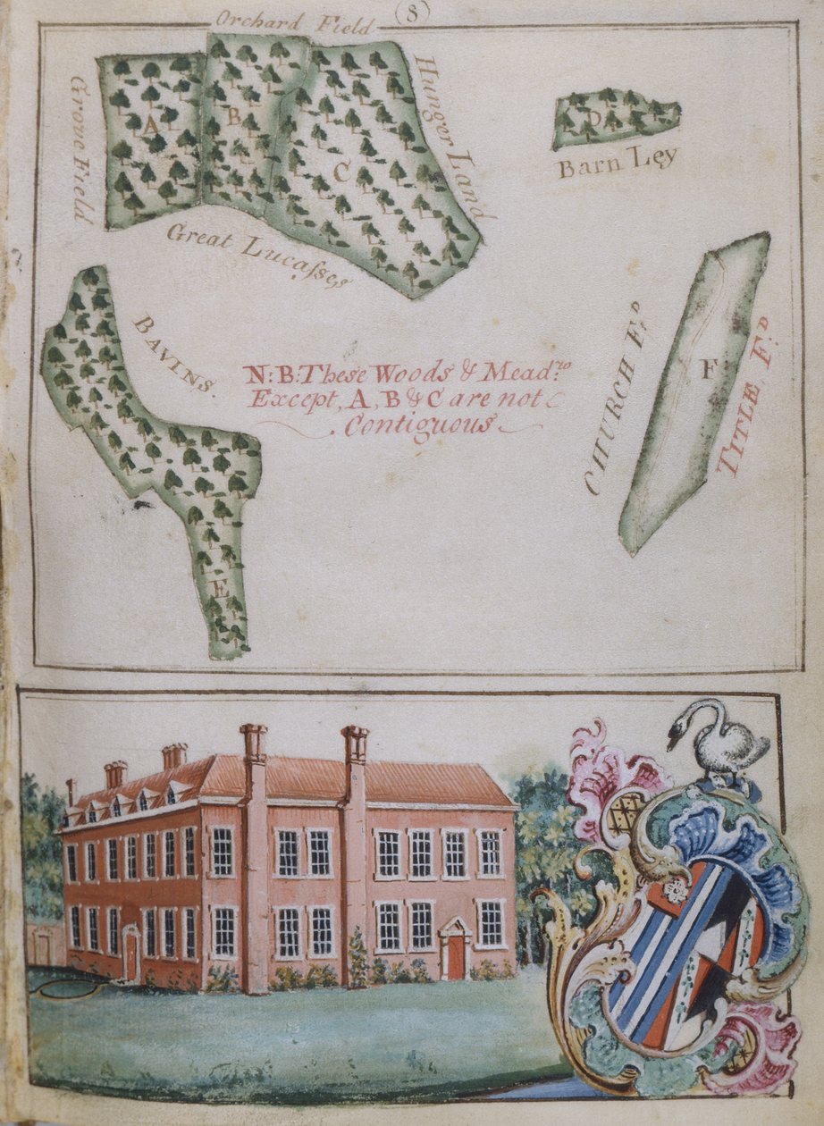 8. oldal, A Survey of the Estate of John Plampin, Esq., 1774 (toll és tinta wc-vel és gouache papíron) alkotó: English School