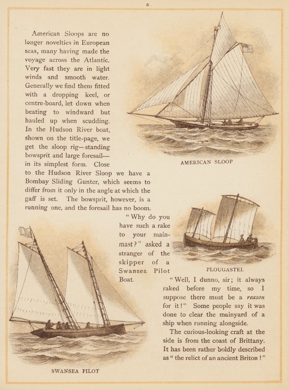 Oldal a The Boats of the World című könyvből, 19. század vége (színes litográfia) alkotó: English School