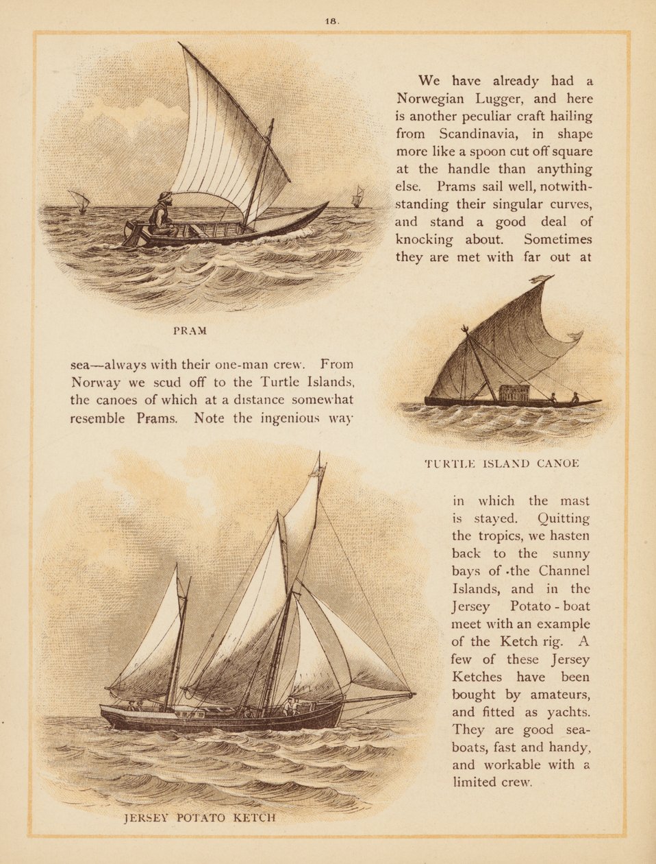 Oldal a The Boats of the World című könyvből, 19. század vége (színes litográfia) alkotó: English School