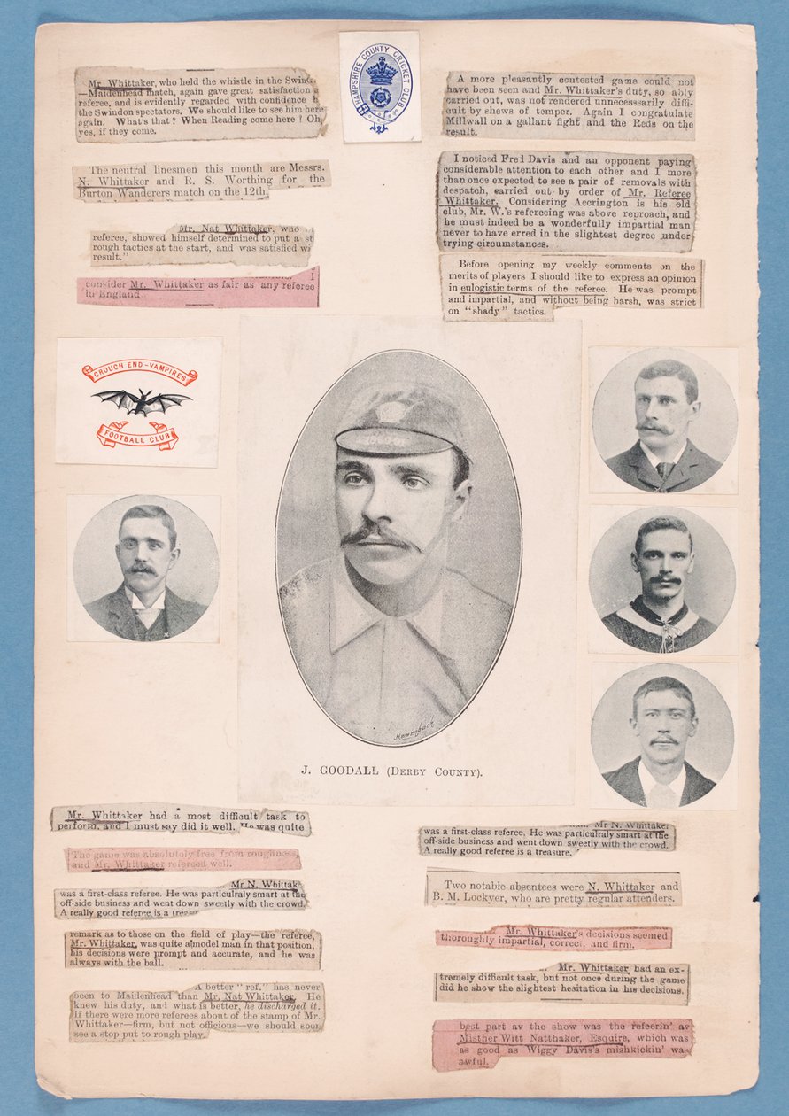 Oldal egy albumból, amelyet Nat Whittaker állított össze az 1895-96-os szezonban alkotó: English School