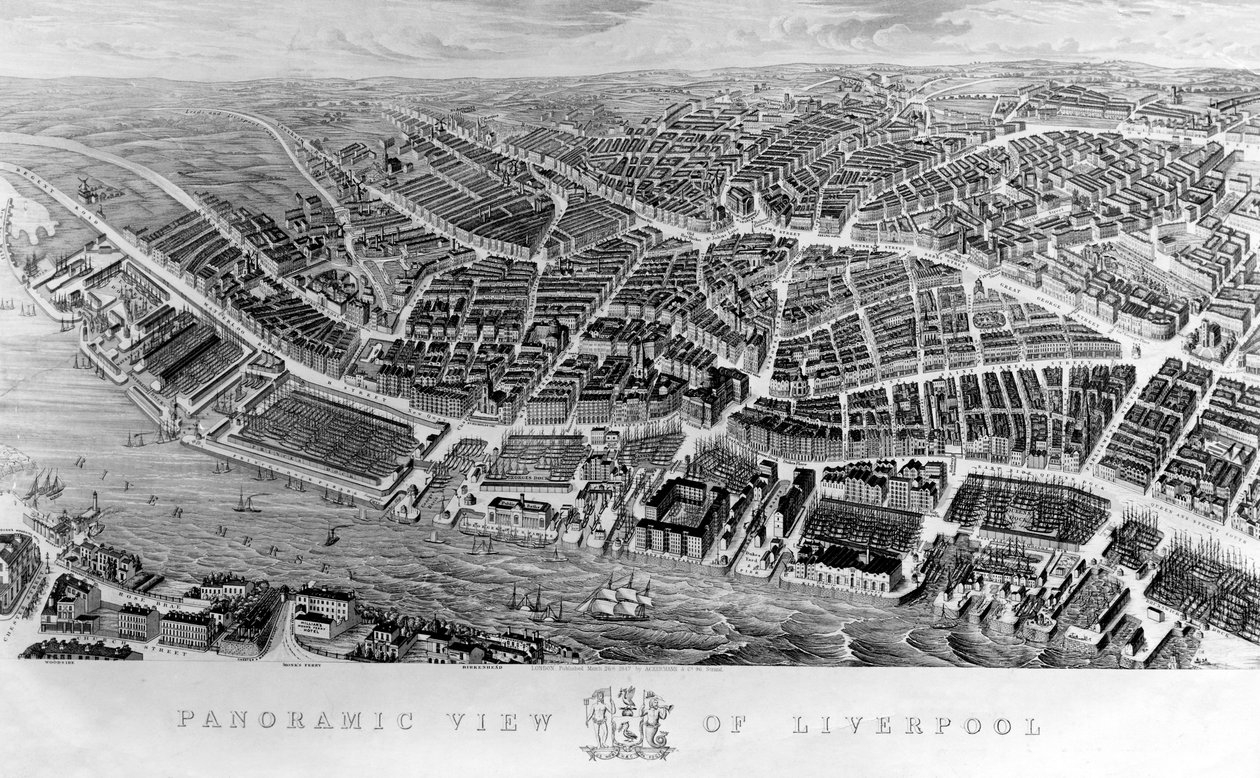 Liverpool panorámaképe, Ackerman akvarellje után, 1847 alkotó: English School