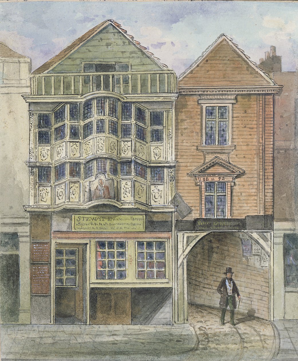 Pindar Pál háza, Bishopsgate (kézzel színezett metszet) alkotó: English School