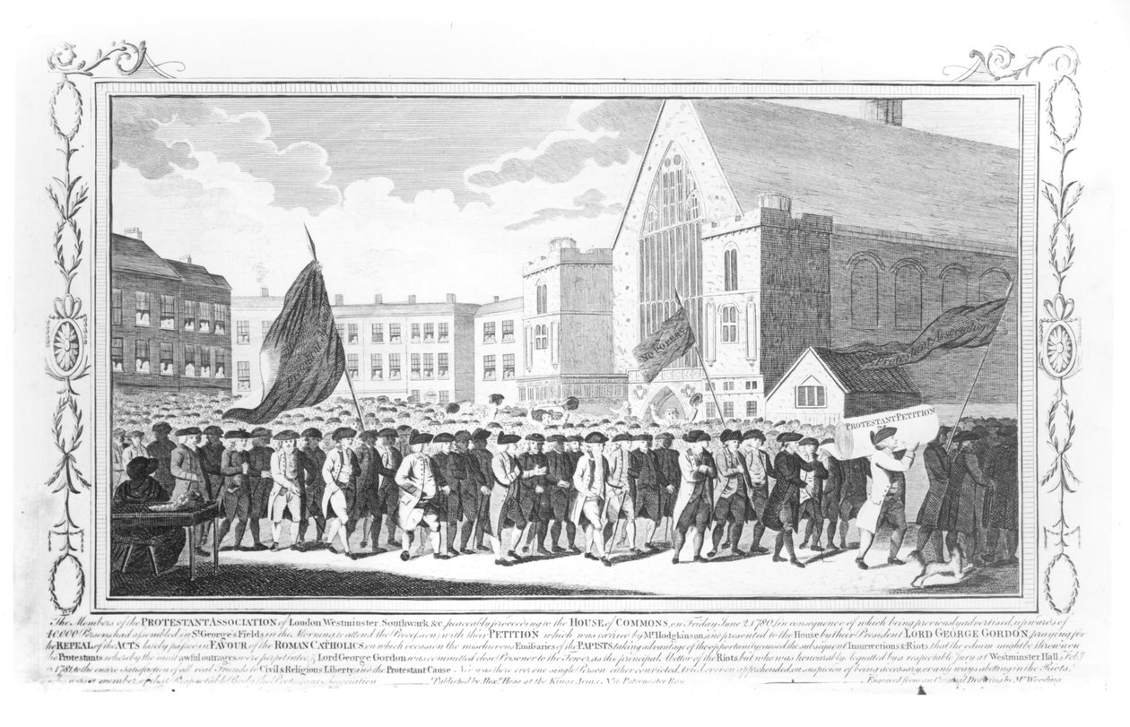 A Protestáns Egyesület tagjainak békés felvonulása az alsóházhoz 1780. június 2-án, pénteken alkotó: English School