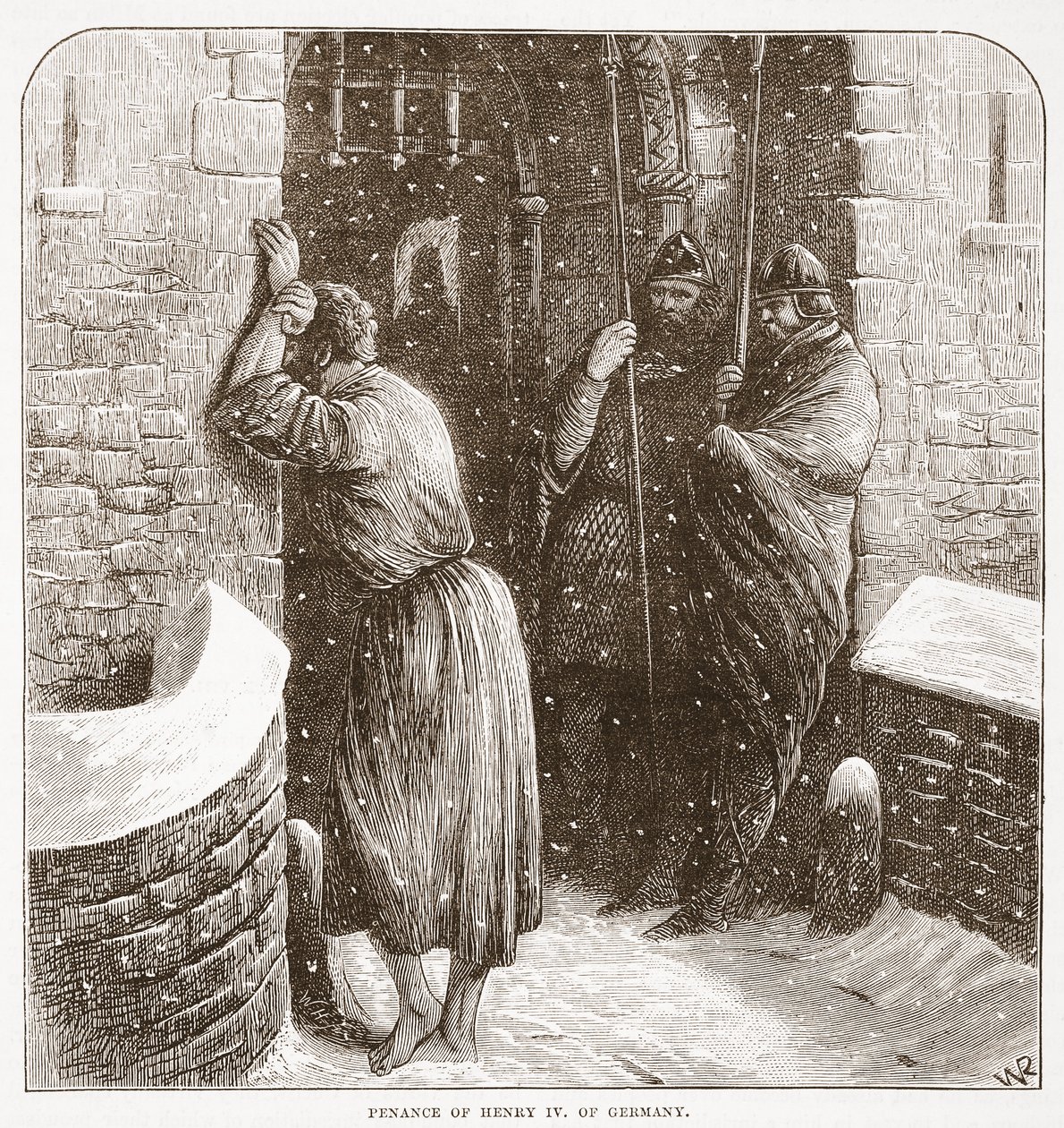 IV. Henrik német bűnbánat, illusztráció: James Aitken Wylie (1808-1890) A protestantizmus története című könyvéből, pub. 1878 alkotó: English School