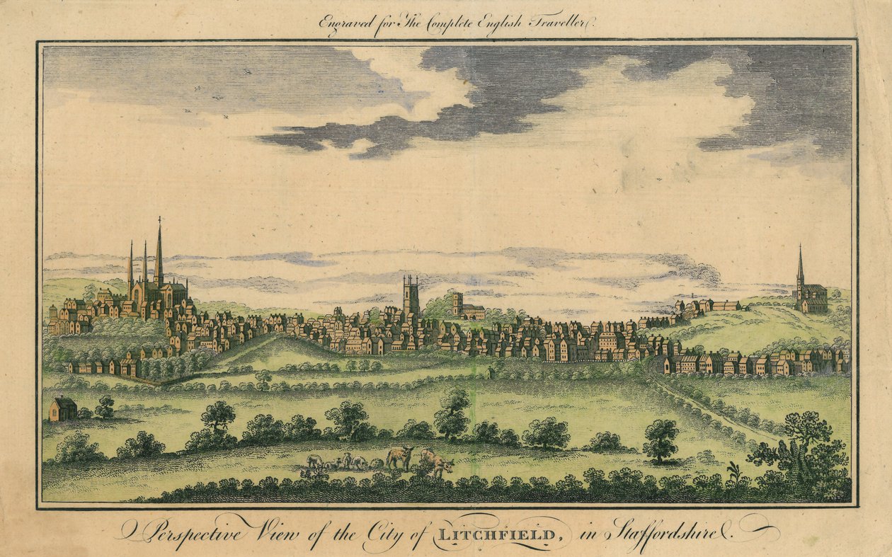 Lichfield városának perspektivikus képe, 1795-98 körül alkotó: English School