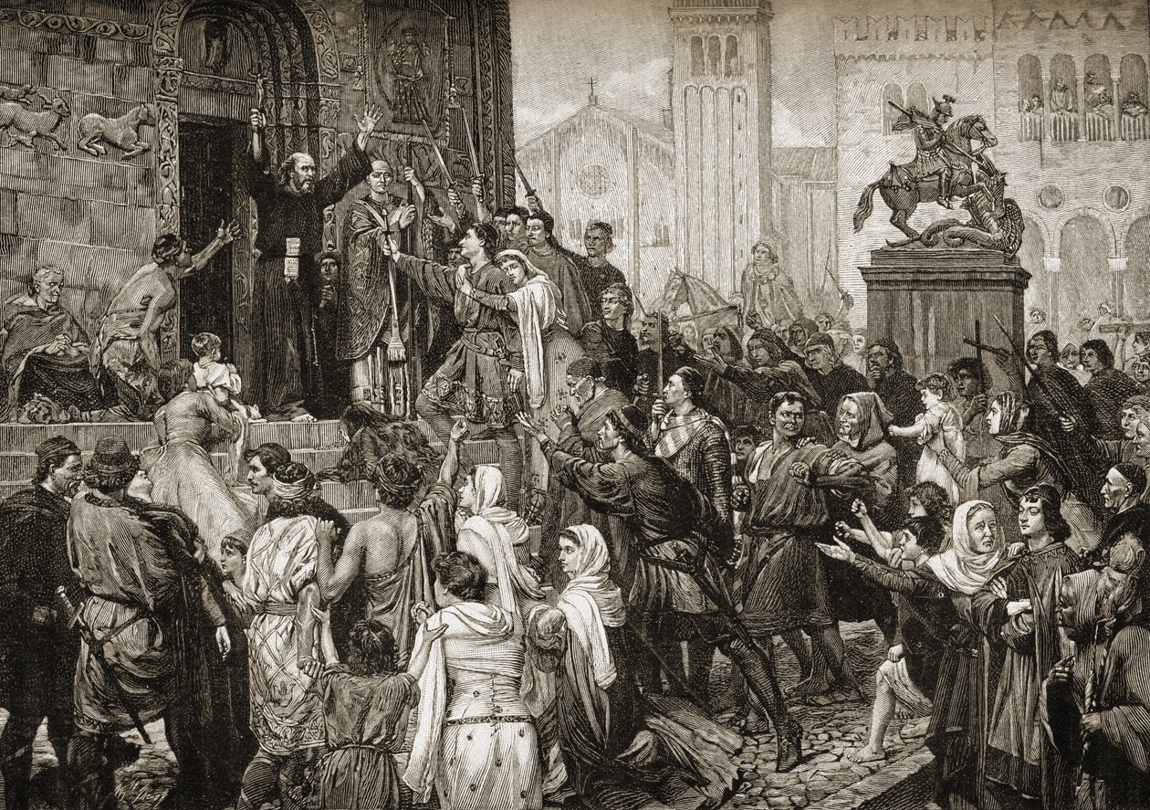 Remete Péter (1050-1115) prédikált az első keresztes hadjárat során, 1095-ben alkotó: English School