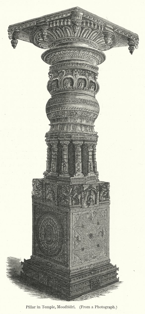 Oszlop a templomban, Moodbidri (metszet) alkotó: English School
