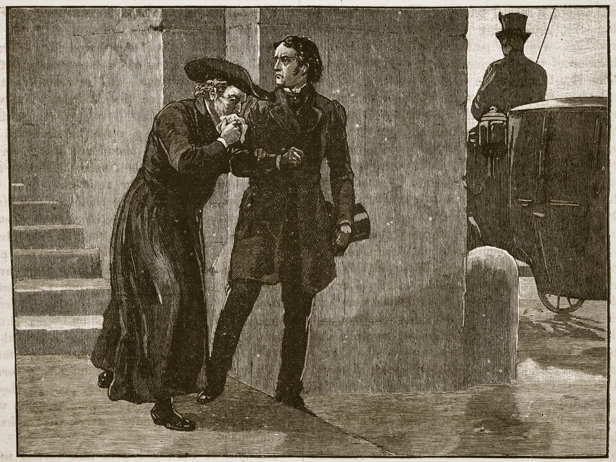 IX. Pius álruhában kilép a Vatikánból, 1848, illusztráció a Cassells Illustrated History of Englandből (szépia fotó) alkotó: English School