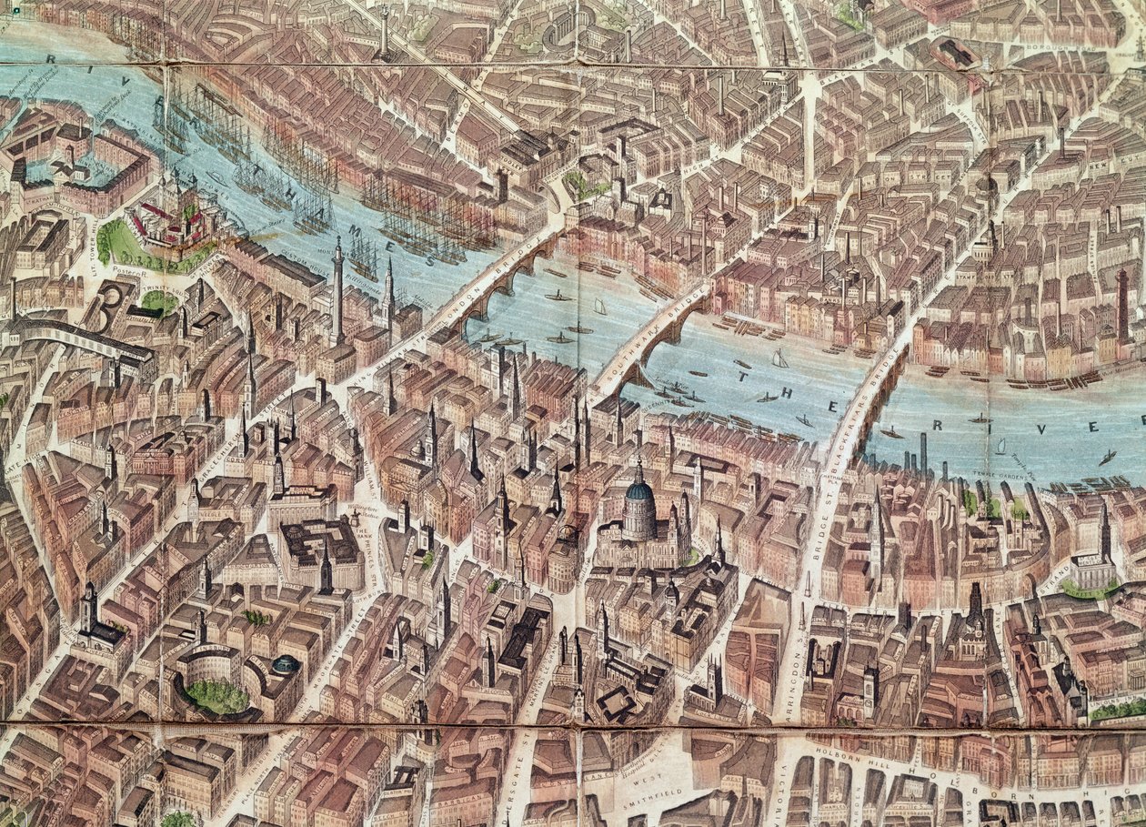 London terve Southwark felé néz (kézzel színezett metszet) alkotó: English School