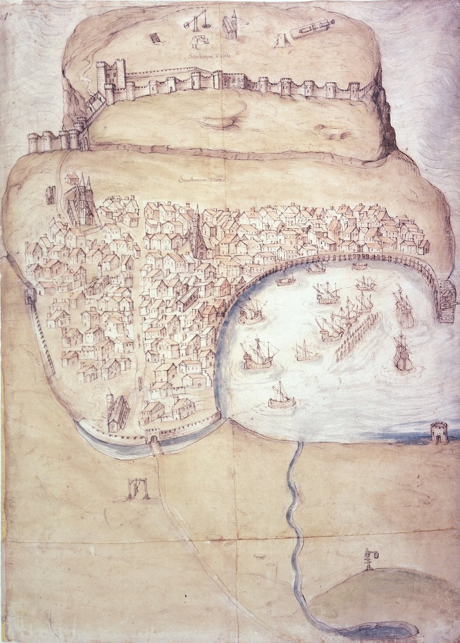 Scarborough terve és védműve, 1540 körül (színes litó) alkotó: English School