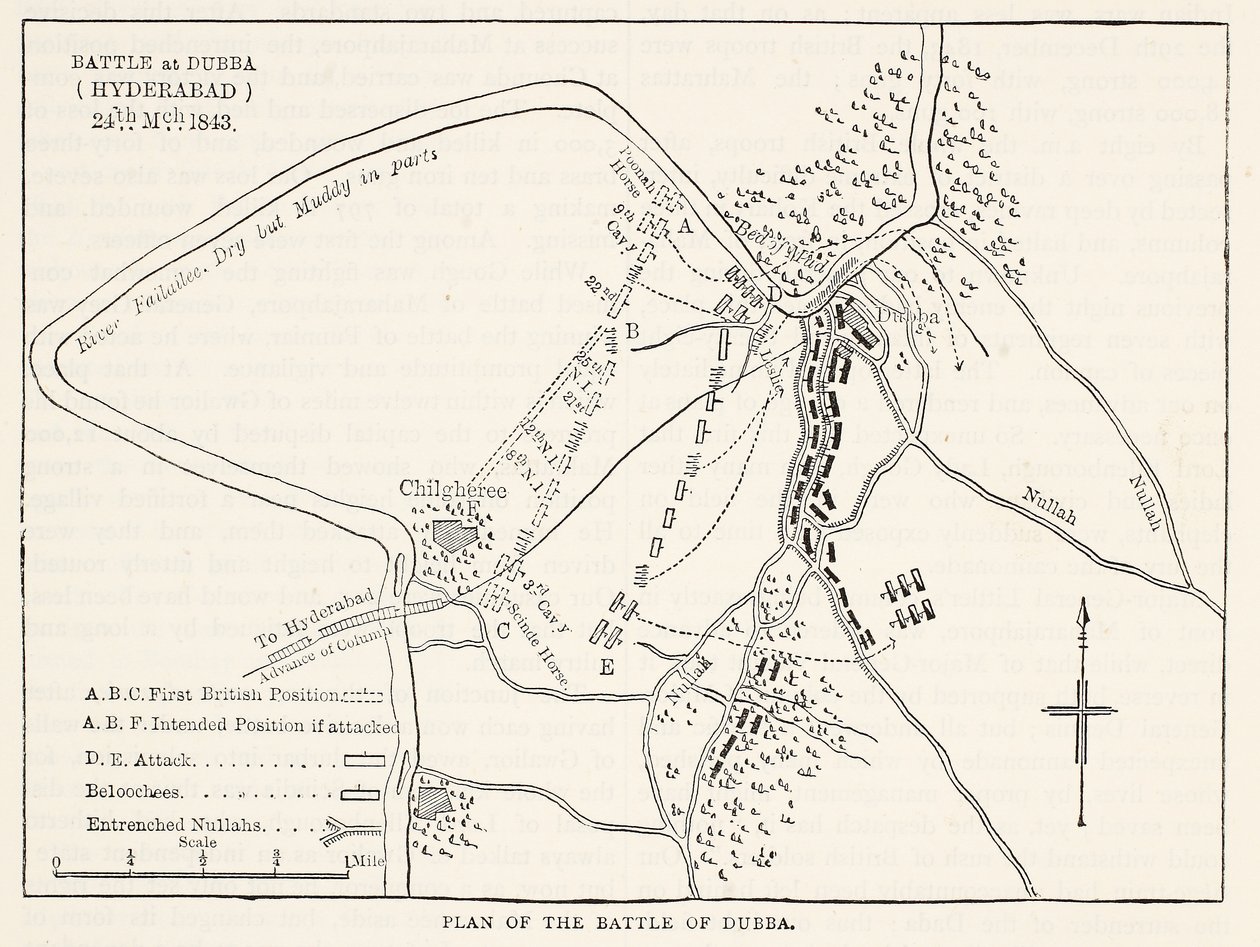 A dubbai csata (Hyderabad) terve 1843. március 24., illusztráció a Cassells Illustrated History of Englandből alkotó: English School