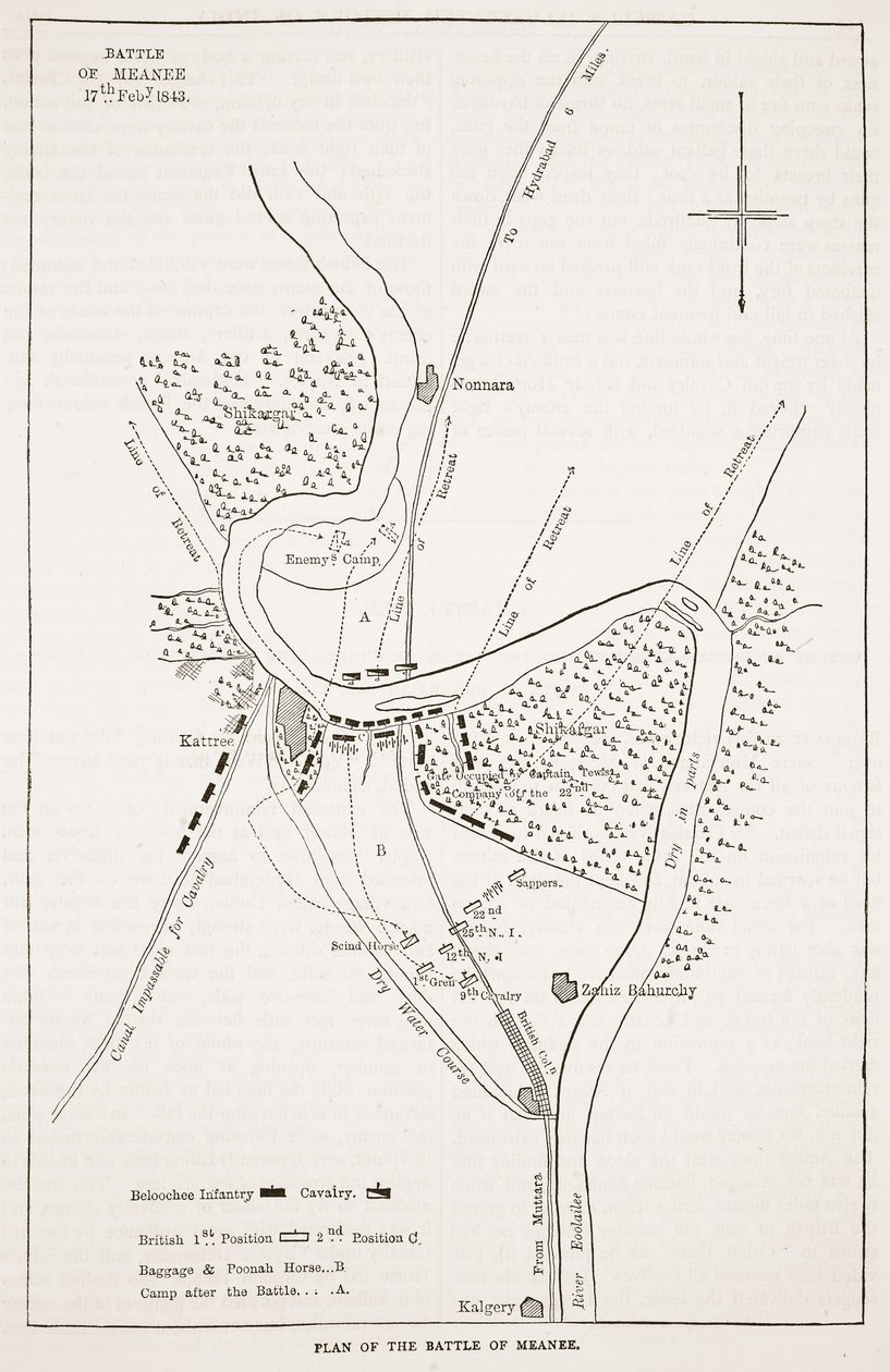 A meeanee-i csata terve, illusztráció Cassell Illustrated History of England című művéből alkotó: English School