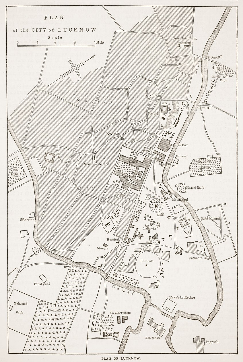Lucknow város terve, a Cassells Illustrated History of England-től alkotó: English School