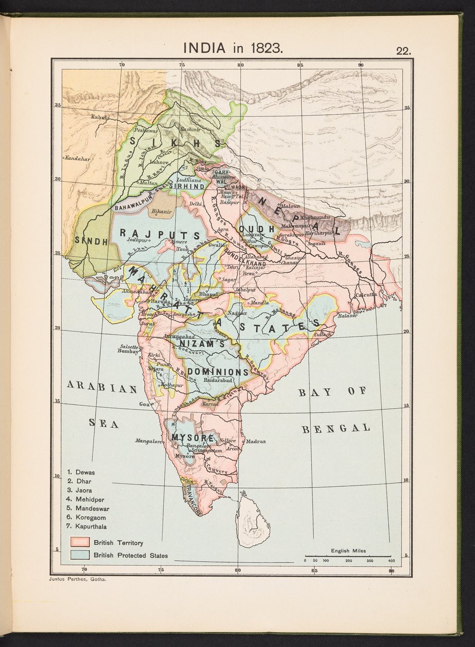 Tányér az India történelmi atlaszából, Charles Joppen alkotó: English School