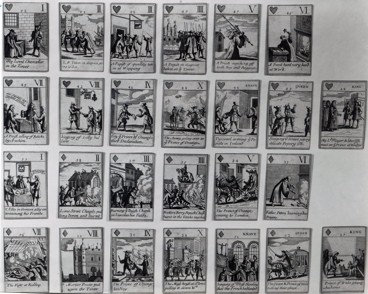 Kártyajátékok az 1688-89-es dicsőséges forradalom epizódjaival, 1689 körül alkotó: English School