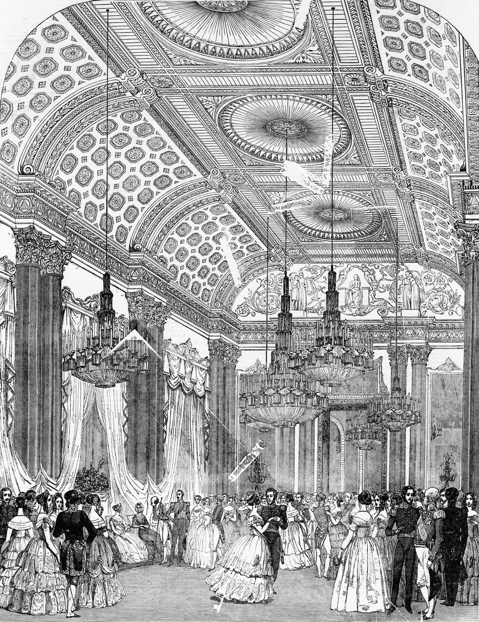 Polka tánc egy állami bálon a Buckingham-palotában, 1848 alkotó: English School
