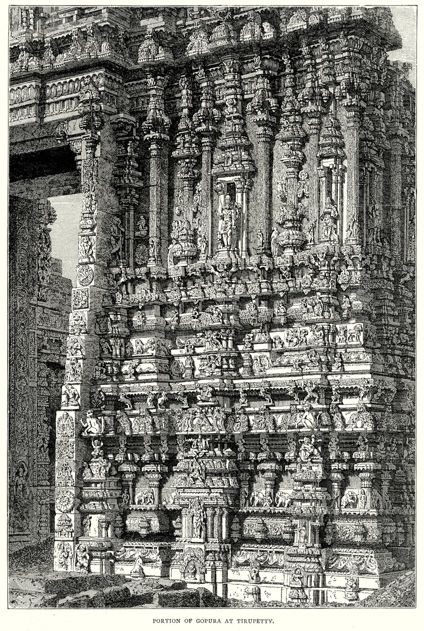 A Gopura egy része Tirupettyben (metszet) alkotó: English School