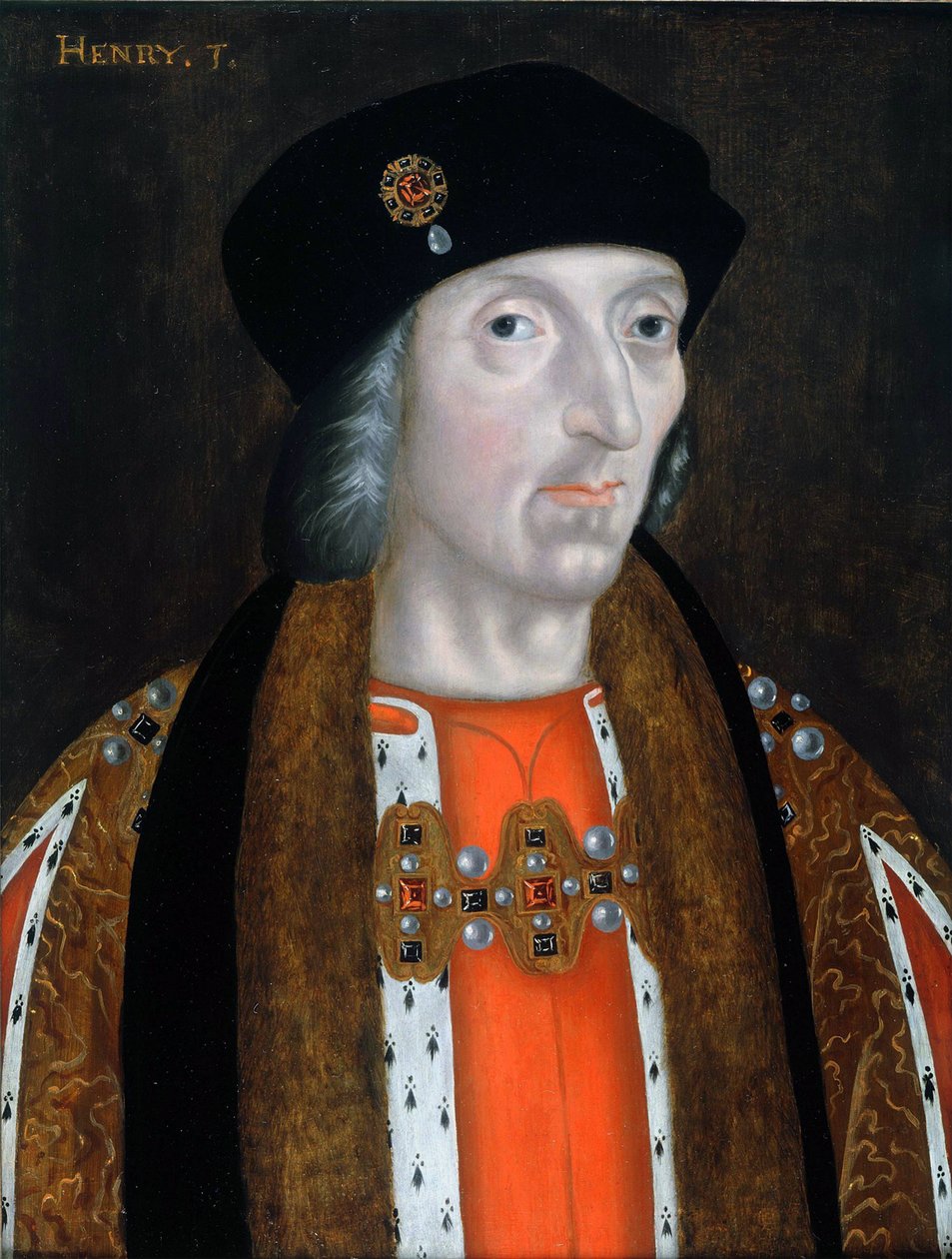 "VI. Henrik angol király portréja (1457-1509)" Festmény az angol iskolai magángyűjteményből alkotó: English School