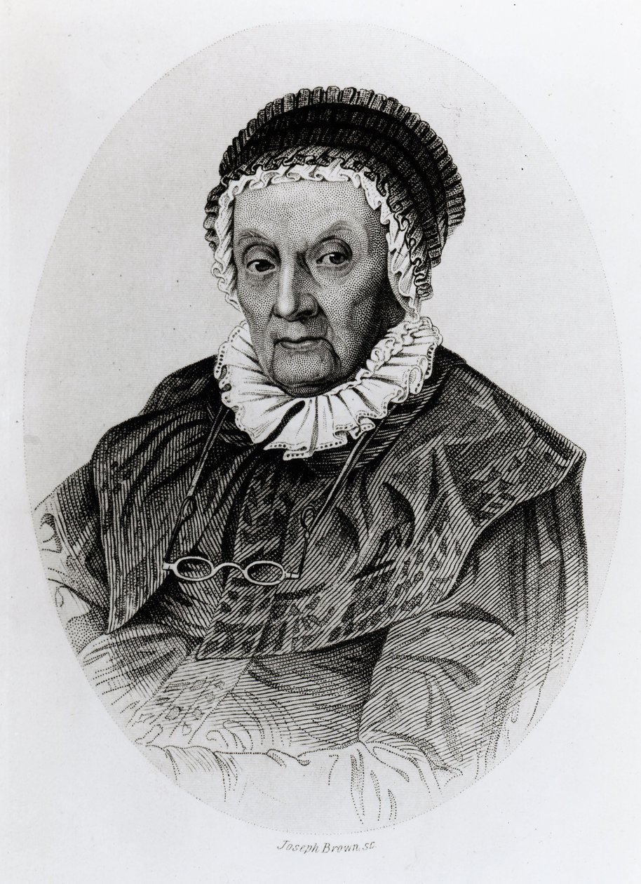 Caroline Herschel (1750-1848) portréja 92 éves korában, Joseph Brown metszete alkotó: English School
