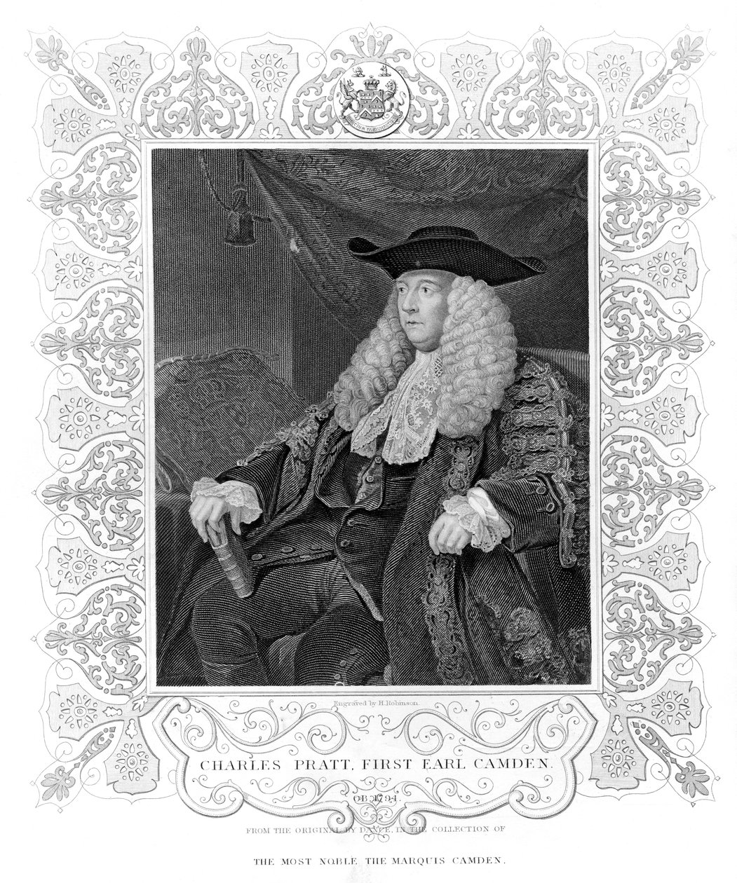Charles Pratt, Camden 1. gróf portréja, H. Robinson metszete alkotó: English School