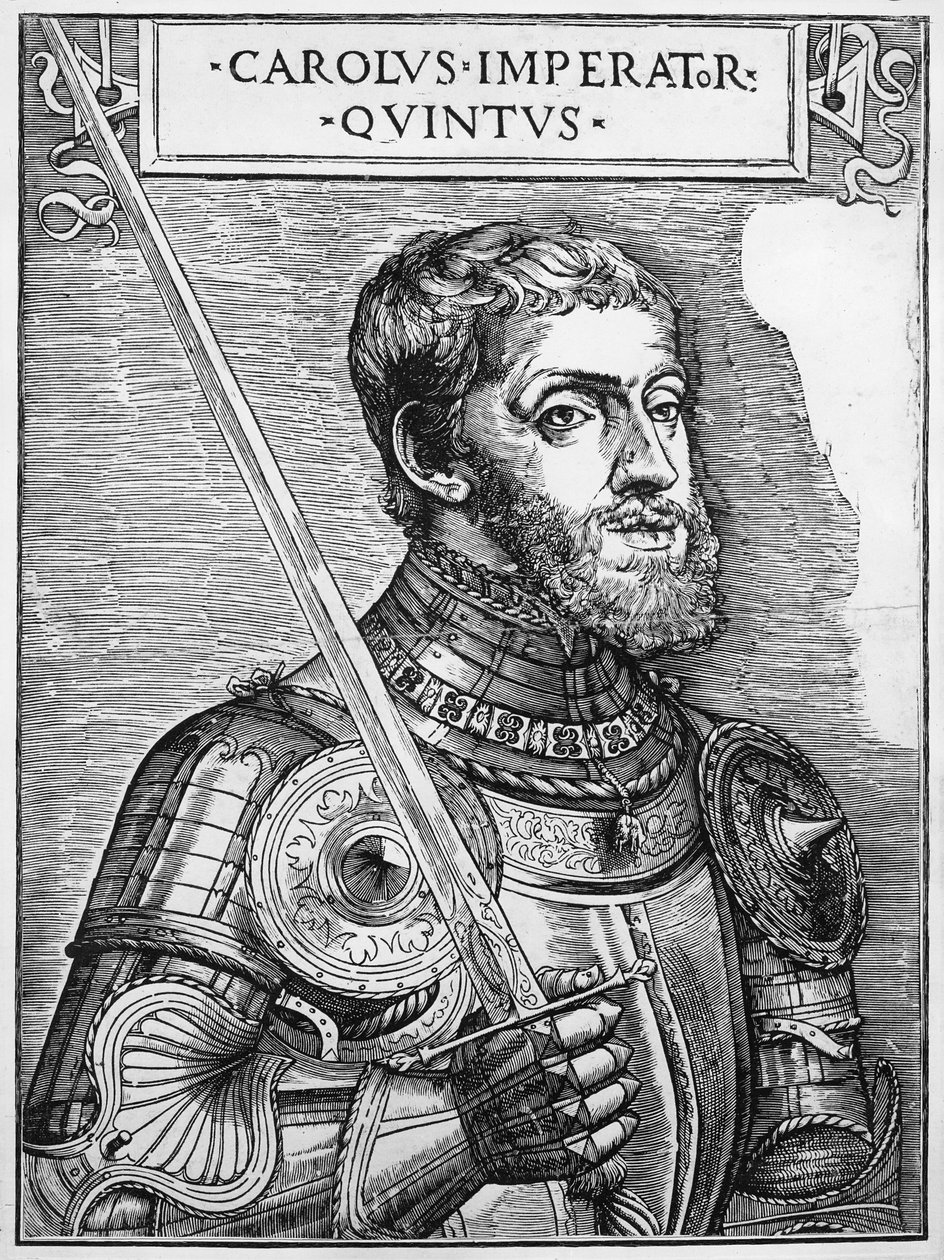 V. Károly (1500-58), római római császár portréja alkotó: English School