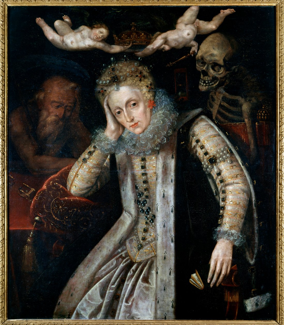 Erzsébet Iere, angol királynő (1533 - 1603) portréja élete vége felé. Az angol iskola festménye alkotó: English School