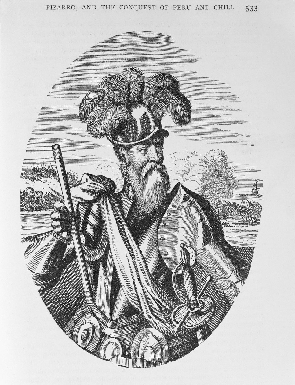 Francisco Pizarro (kb. 1475-1541) portréja a „The Narrative and Critical History of America”-ból, szerkesztette Justin Winsor, London, 1886 alkotó: English School