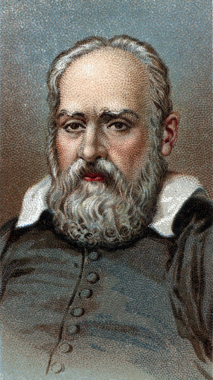 Galilea portréja - Galileo Galilei - A "" Az emberek vezetői" sorozatból" - Kromolitográfia - Angol Iskola, 20. század - alkotó: English School