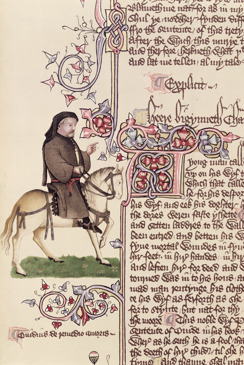 Geoffrey Chaucer portréja (kb. 1342-1400) fakszimile a The Canterbury mesékből, Geoffrey Chaucer (kb. 1342-1400) alkotó: English School