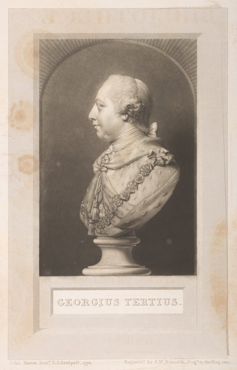 III. György portréja mellszobrról, Frederick Augusta Barnardtól, a Királyi Könyvtár katalógusa, I. kötet, előlap alkotó: English School