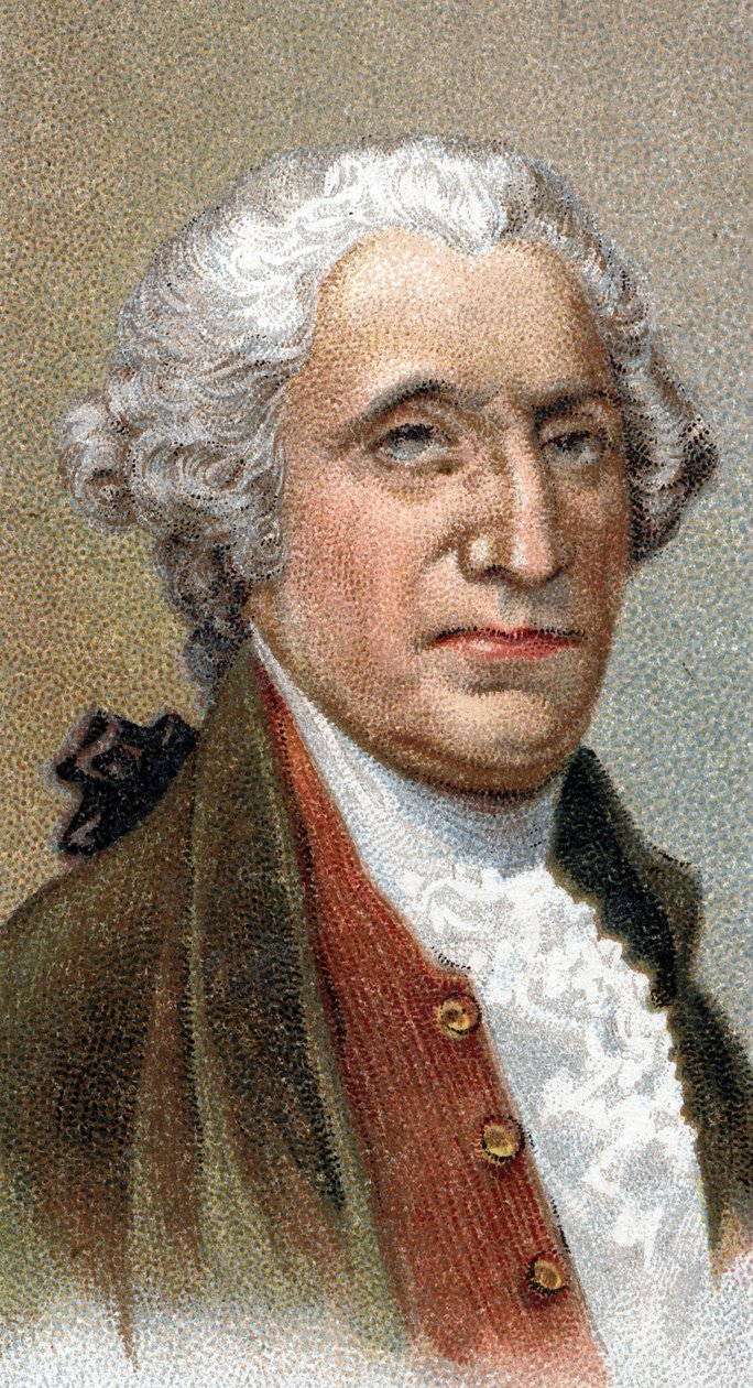 George Washington (1732-1799), amerikai politikus és katonai vezető, az Amerikai Egyesült Államok első elnökének portréja – A „” Leaders of Men” sorozatból” – Kromolitográfia – Angol iskola, 20. század alkotó: English School