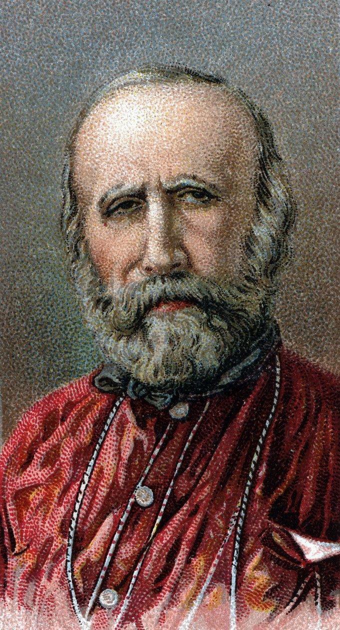 Giuseppe Garibaldi (1807-1882) portréja – „A férfiak vezetői” sorozatból – Kromolitográfia – Angol iskola, XX. század – alkotó: English School