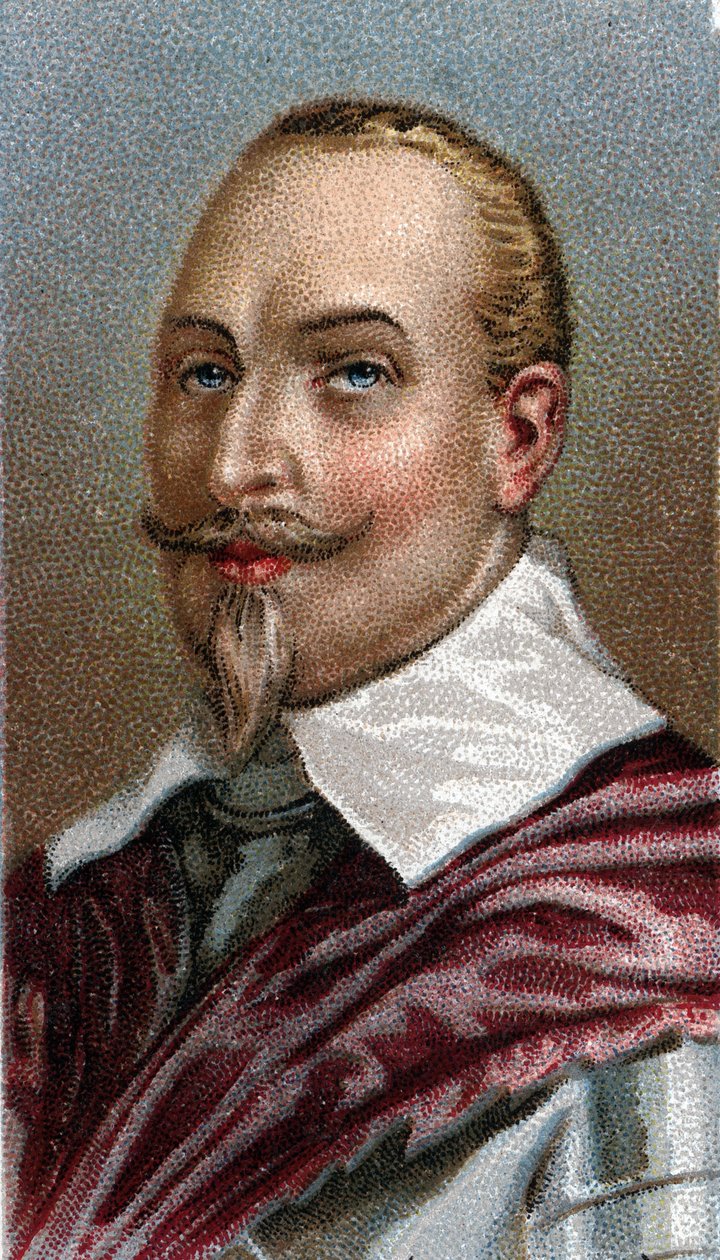 A svéd Gustavus Adolphus portréja - II. Gustave Adolphe svéd király (1594-1632) portréja - „Az emberek vezetői” sorozatból” - Kromolitográfia - Angol iskola, 20. század - alkotó: English School