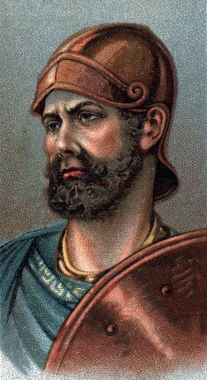 Hannibal Barca portréja – Hannibal vagy Annibal Barca (kb. i.e. 247-183), tábornok és karthágói államférfi portréja – A „” Az emberek vezetői” sorozatból” – Kromolitográfia – Angol iskola, 20. század – alkotó: English School