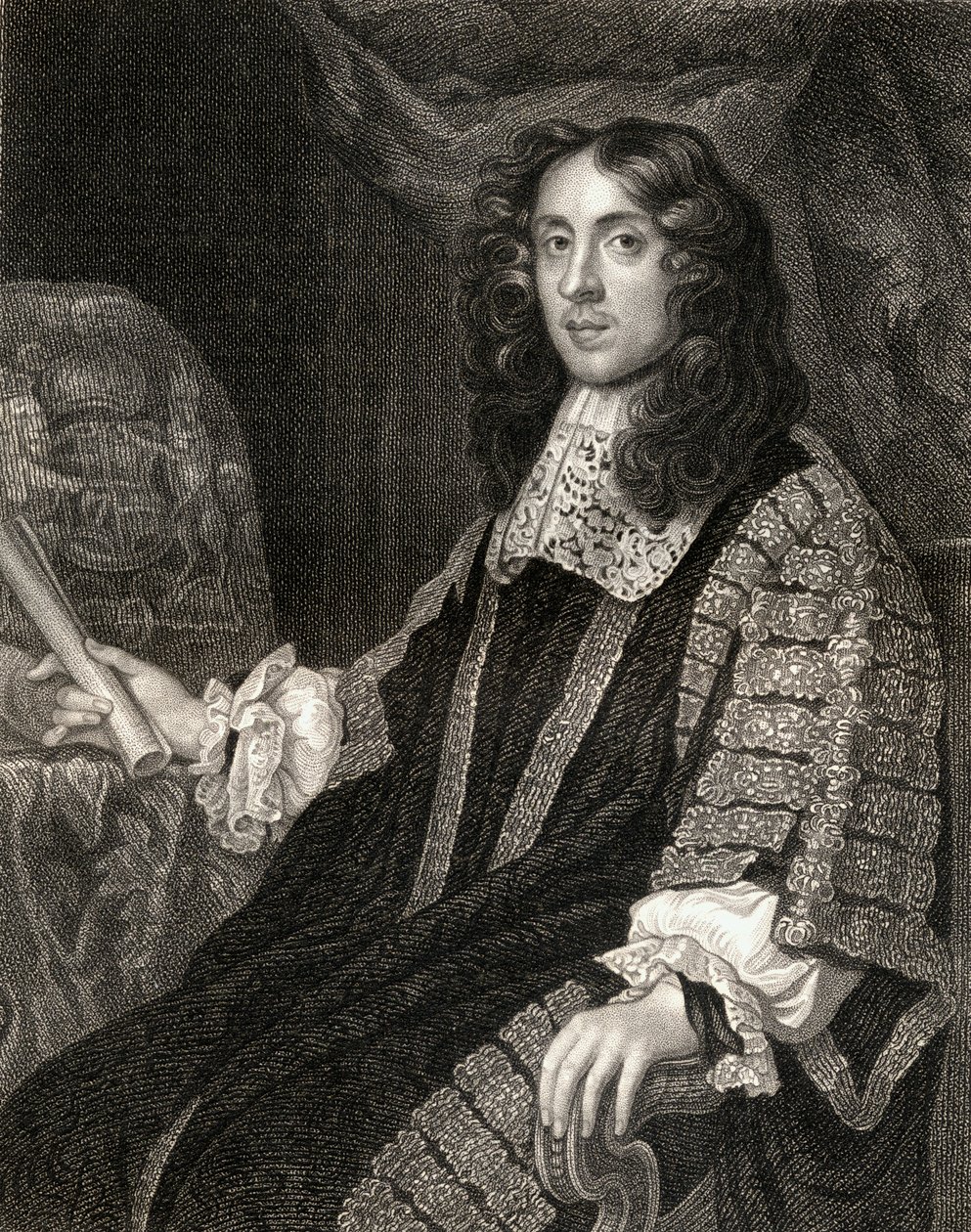Heneage Finch portréja (1621-82), a Lodges British Portraits-ból, 1823 alkotó: English School