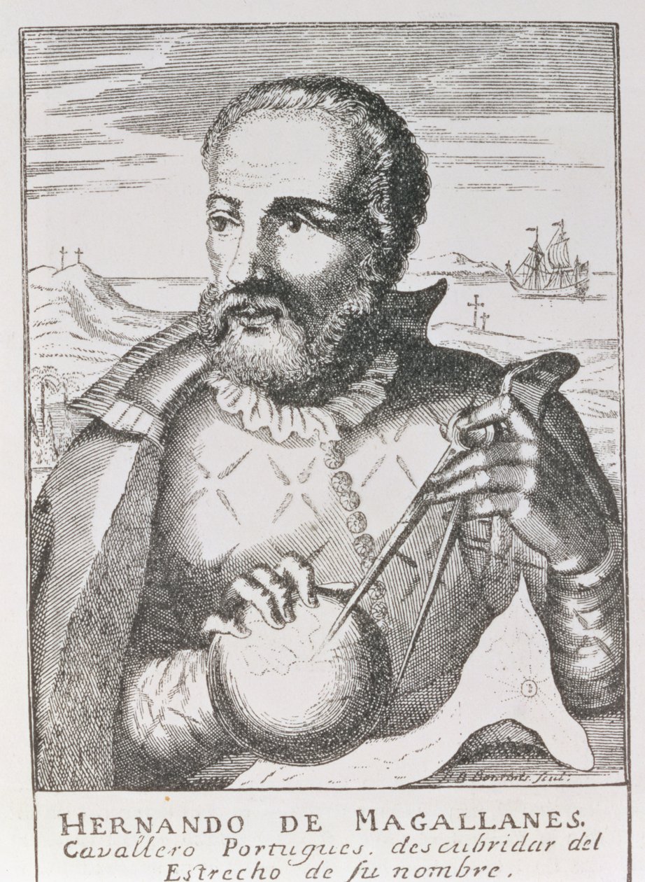 Hernando de Magallanes (kb. 1480-1521) portréja a „The Narrative and Critical History of America”-ból, szerkesztette Jusin Winsor, London, 1886 alkotó: English School
