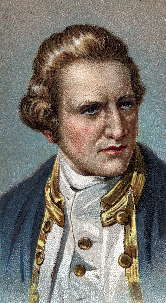 James Cook portréja - James Cook (1728 - 1779), brit navigátor portréja - A "" Leaders of Men" sorozatból" - Kromolitográfia - Angol iskola, 20. század - alkotó: English School