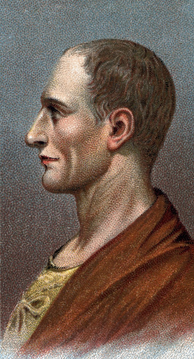 Jules Cesar portréja – Julius Caesar – „A férfiak vezetői” sorozatból” – Kromolitográfia – Angol iskola, 20. század – alkotó: English School
