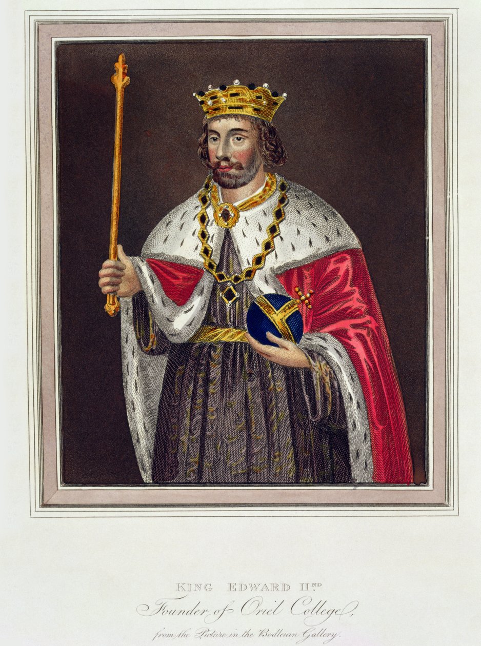 II. Edward király (1284-1327), az Oriel College alapítójának portréja a Bodleian Library-ben készült festmény után (színes metszet) alkotó: English School