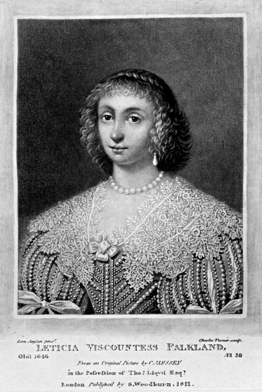 Lady Falkland vikomtné portréja a „Characters Illustrious in British History” című filmből, Richard Earlom és Charles Turner, 1815 alkotó: English School